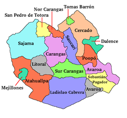 Mapa político de Oruro